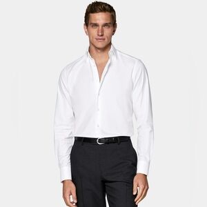 Suitsupply Men's Slim Fit Traveller Shirt White H9202 Size 41/16 Classic Collar